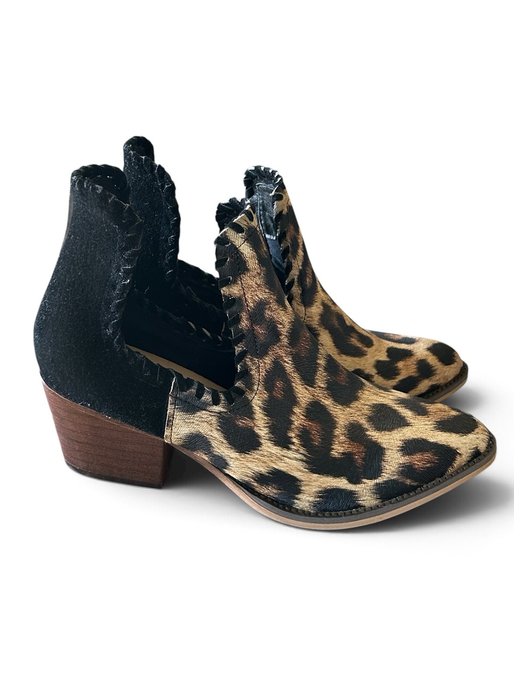 Leopard Print Cutout Western Booties - Women's